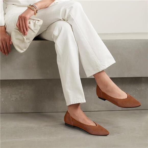 Women's Flats Shoes Pointed Toe Knit Ballet Comfortable Dressy Slip On Flat - Picture 6 of 7